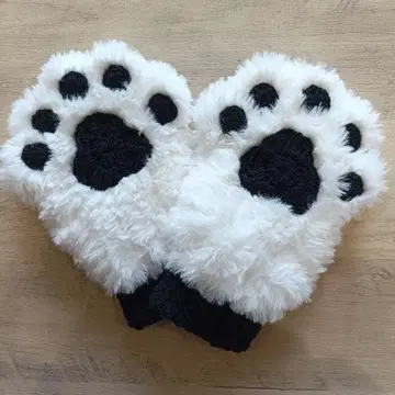 고양이 손 암 워머 핸드 워머 장갑 화이트/블랙