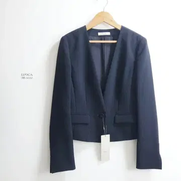 택 포함 미사용 새상품 에포카 아세테이트 더블 크로스 자켓 블랙