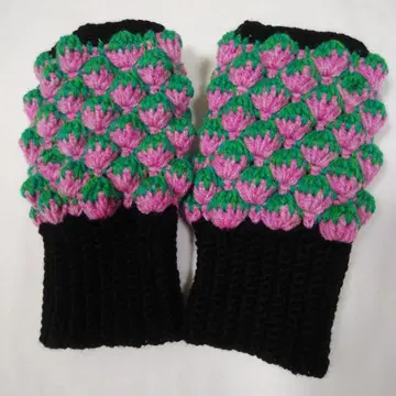 딸기 무늬 핑거리스 그로브