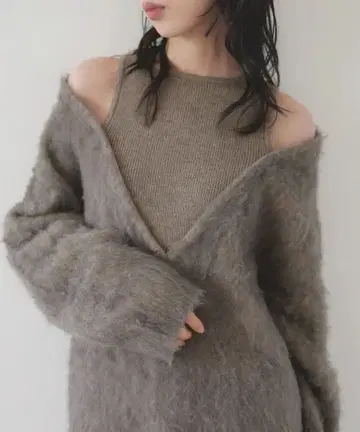 LIAN 앙상블풍 니트 모카 새상품급