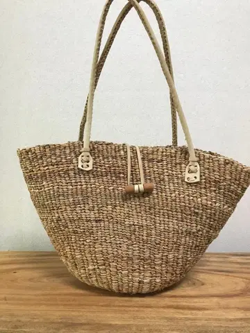 바나나 파이버 토트백 바구니백 핸드백 가죽 절개