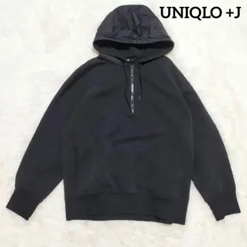 UNIQLO +J 드라이 맨투맨 하프 지퍼 후드티 블랙 L