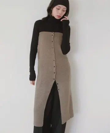 LIAN 브라운 니트 스커트 센터 버튼 미사용 새상품 2WAY