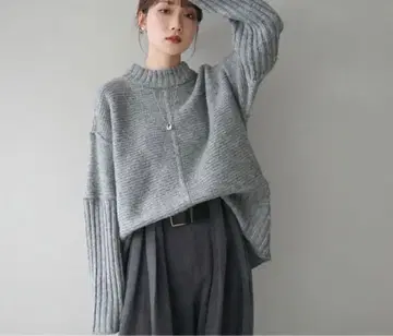 신상 lumier 뤼미에 같은 형태/니트 직물 절개 보틀넥 니트 풀오버