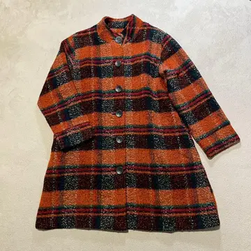 LA MONET(라모네) 체크 무늬 더플 코트 울 코트