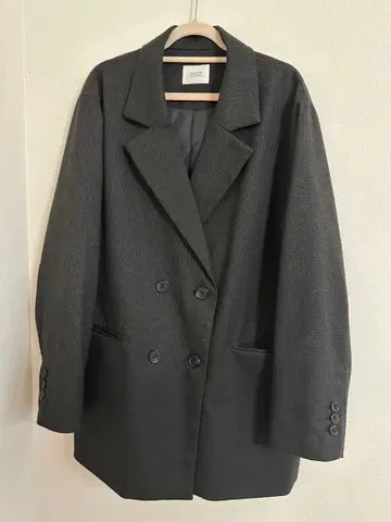 다크 그레이 체크 테일러드 자켓