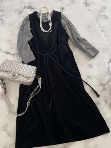 [유라이유라이] 스트레치 벨벳 롱 원피스 일본제 TANDEY