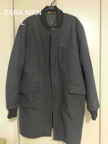 [새상품급] ZARA MAN 다크 그레이 코트 L 울 혼방 블루종