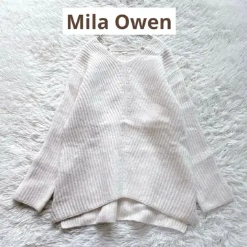 Mila Owen V넥 알파카 혼방 큼직한 니트 아이보리 화이트