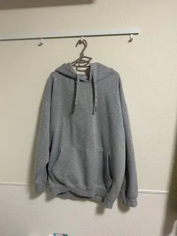 그레이 후드 부착 맨투맨 프로클럽