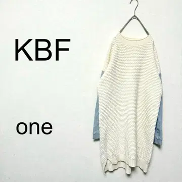 KBF 니트 원피스 튜닉 소매 절개 스웨터 심플 화이트