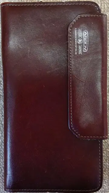 ASSOV 브라운 가죽 접이식 지갑