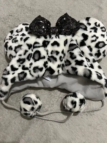 디즈니 팬캡 레오파드 무늬 화이트