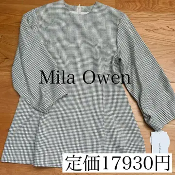 새상품 미라 오웬 체크 허리 쉐이프 블라우스