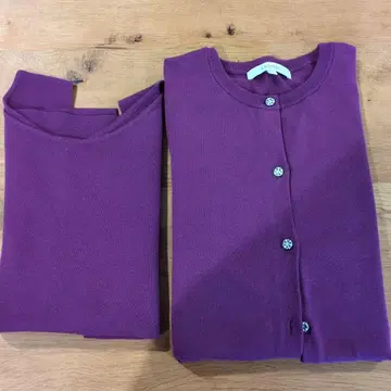 UNTITLED 퍼플 가디건 앙상블 M 사이즈