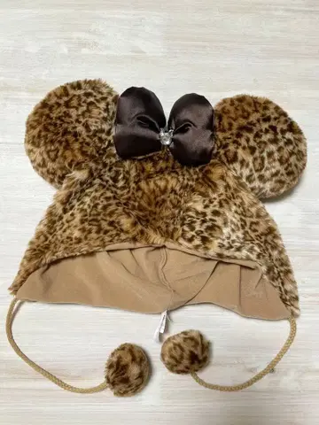 디즈니 팬캡 레오파드 무늬 브라운