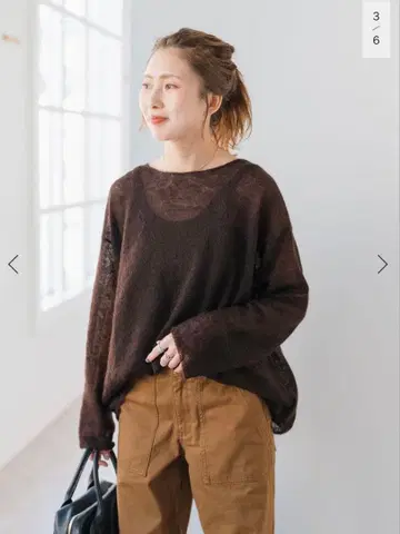 루즈 모헤어 믹스 보트넥 니트