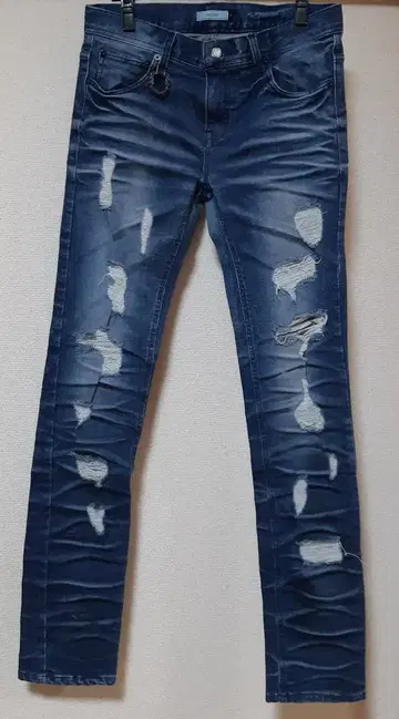 Xmas 세일! MIDAS 데미지 가공 블루 스키니 데님