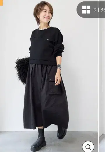 블랙 긴팔 도킹 원피스