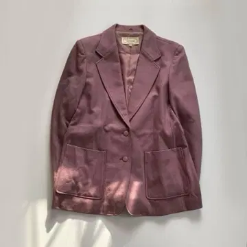 80s 레트로 테일러드 자켓 더스티 핑크 로고 버튼 L-XL 빅 사이즈