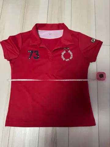 FILA 레드 피케 셔츠 XL 73 자수