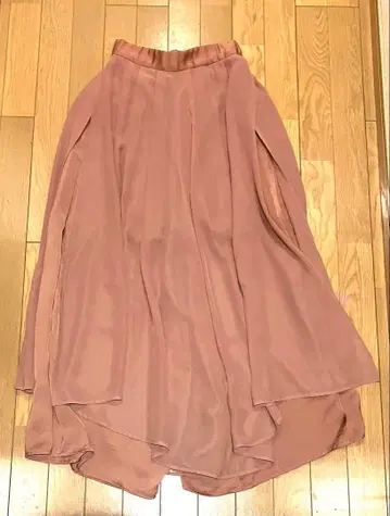 쉬폰 핑크 와이드 팬츠