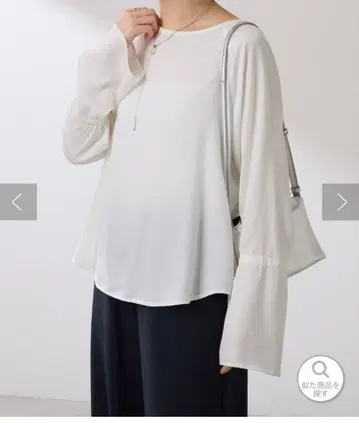 콜라주 개럴개런트 소매 플레어 새틴 블라우스