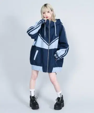 [ REFLEM ] BIG 절개 하이넥 데님 후드티