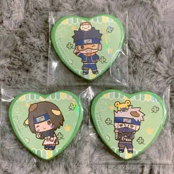 NARUTO 산리오 홀로그램 하트형 캔뱃지 오비토 카카시 린