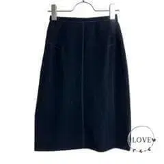 MILIEU 미디 스커트 슬릿 트리아세테이트 폴리에스테르 큐 k1