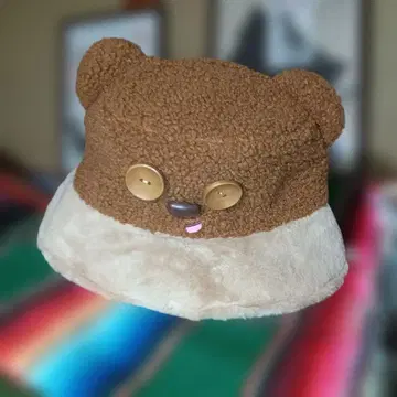 곰 귀 달린 플리스 버킷 햇