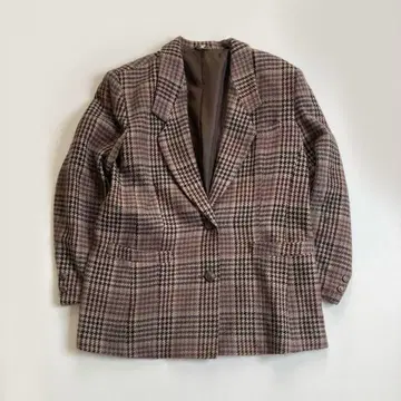 빈티지 태즈메이니아 울 테일러드 자켓 L 체크 무늬 트레디셔널