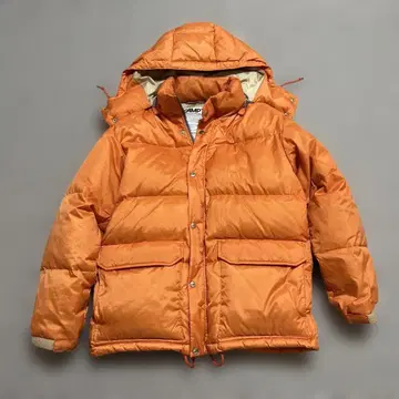 CAMP7 오렌지 후드 부착 다운 자켓