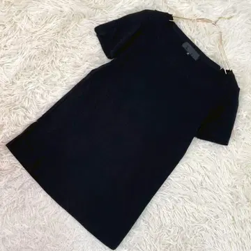 UNTITLED 반팔 니트 블랙 2 깔끔 심플 돌려입기 오피스