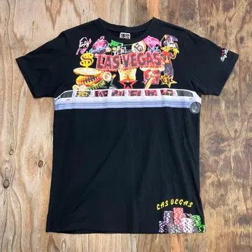 00s 맥도날드 티셔츠 라스베가스 그래픽 블랙 네온