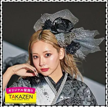 성인식 TAKAZEN 오리지널 머리 장식 블랙 실버