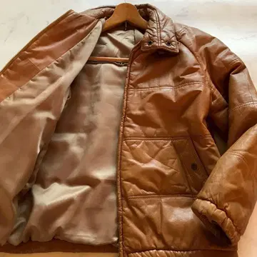L 상당 가죽 다운 자켓 일본제 고급 소가죽 카멜 두께감 울트라 웜