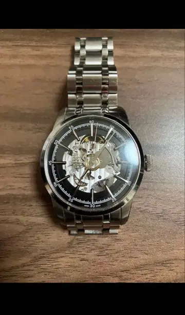 레어 해밀턴 레일로드 새상품급 자동 와인딩 스켈레톤 다이얼 실버 손목시계