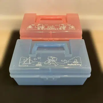 헬로키티 플라스틱 보관 케이스 스카이블루와 핑크 2세트
