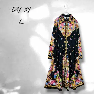 [DIYC] 롱 원피스 올 패턴 고급 엘레강트 꽃무늬 플라워 L