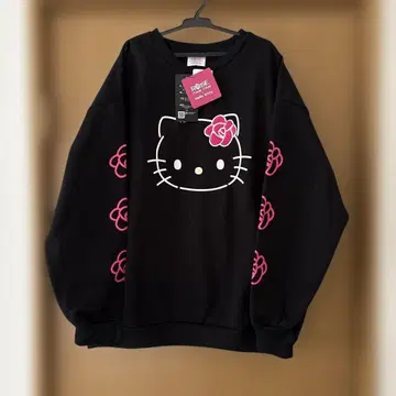 헬로키티 x 로즈팬팬 속기모 풀오버 블랙 핑크