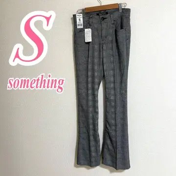 SOMETHING 그레이 체크 캐주얼 팬츠 S 롱 기장
