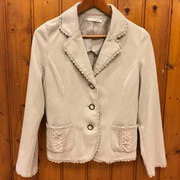 axes femme 베이지 자켓 프린지 부착