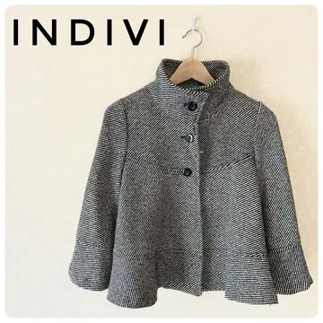 새상품급 INDIVI 여성용 숏 기장 코트 블루종 36 모