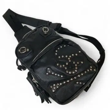 새상품급 Y2K 바디백 사선 스터드 각인 해골 블랙 남녀 공용