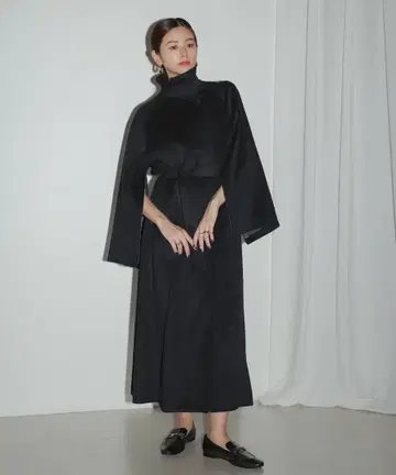 ciel'air 롱 코트 체스터 코트 울 컷 아웃 그레이