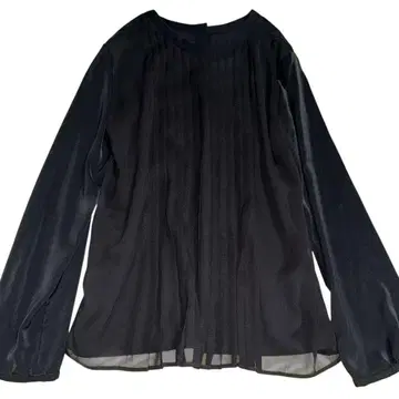 유나이티드 애로우즈 블랙 긴팔 플리츠 블라우스 밴드 카라 포멀