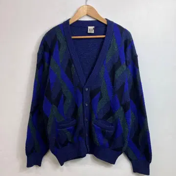 80s MODIGLIANI 기하학 패턴 가디건 블루 vintage