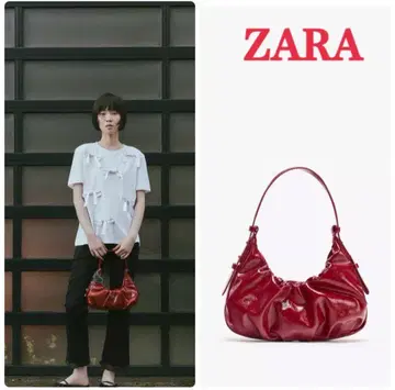 ZARA 크랙 텍스처 개더 백 레드 완판템