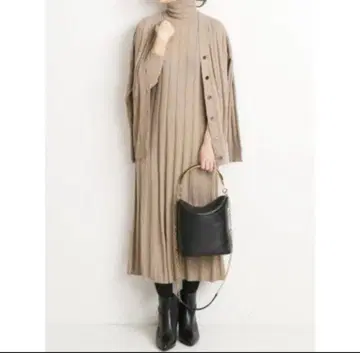 VERMEIL iena 와이드 리브 원피스&가디건